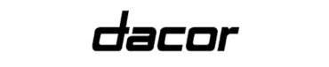 Black lowercase "dacor" logo in a bold, modern font on a light gray background, ideal for appliance repair and installation businesses.