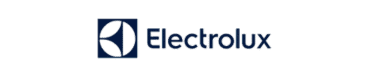 Electrolux logo with a blue abstract symbol inside a square beside "Electrolux" in blue, ideal for Appliance Repair and installation services on a light gray background.
