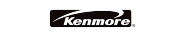 Kenmore logo with white text and a sweeping curve above it on a black rectangular background, ideal for appliance repair and installation branding.