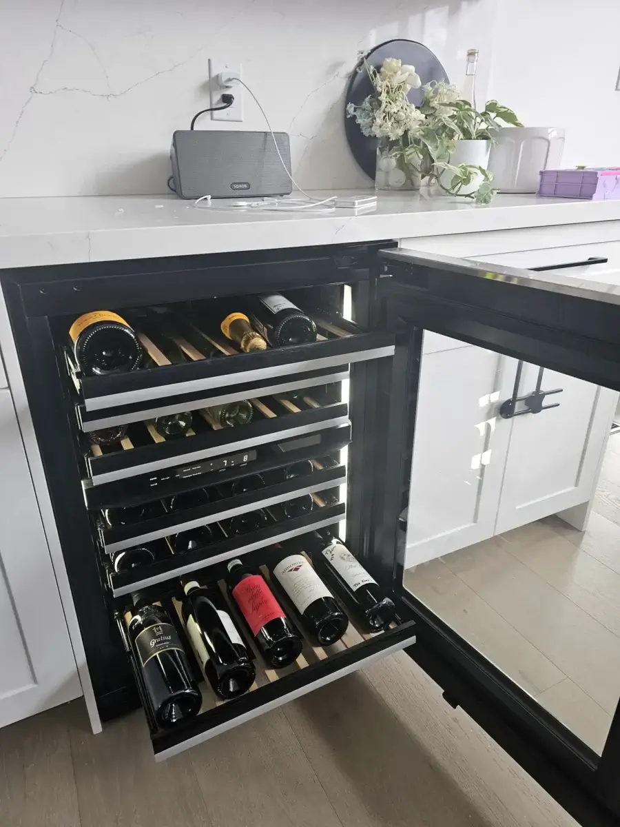 fridge repair wine fridge built white kitchen cabinet bradford ontario bottles w