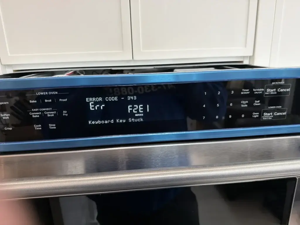 oven repair digital oven display shows error codes f221 943 keyboard key stuck e