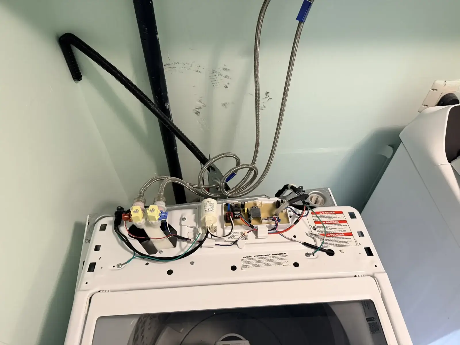 washer repair top washing machine control panel removed exposing wires internal