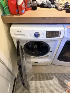 washer repair maytag front load washer door open showing drum during appliance f